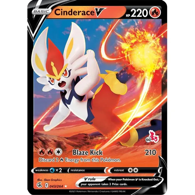 Cinderace V - 043/264 (#60 Cinderace Stamped) - Battle Academy 2022 (BA22)