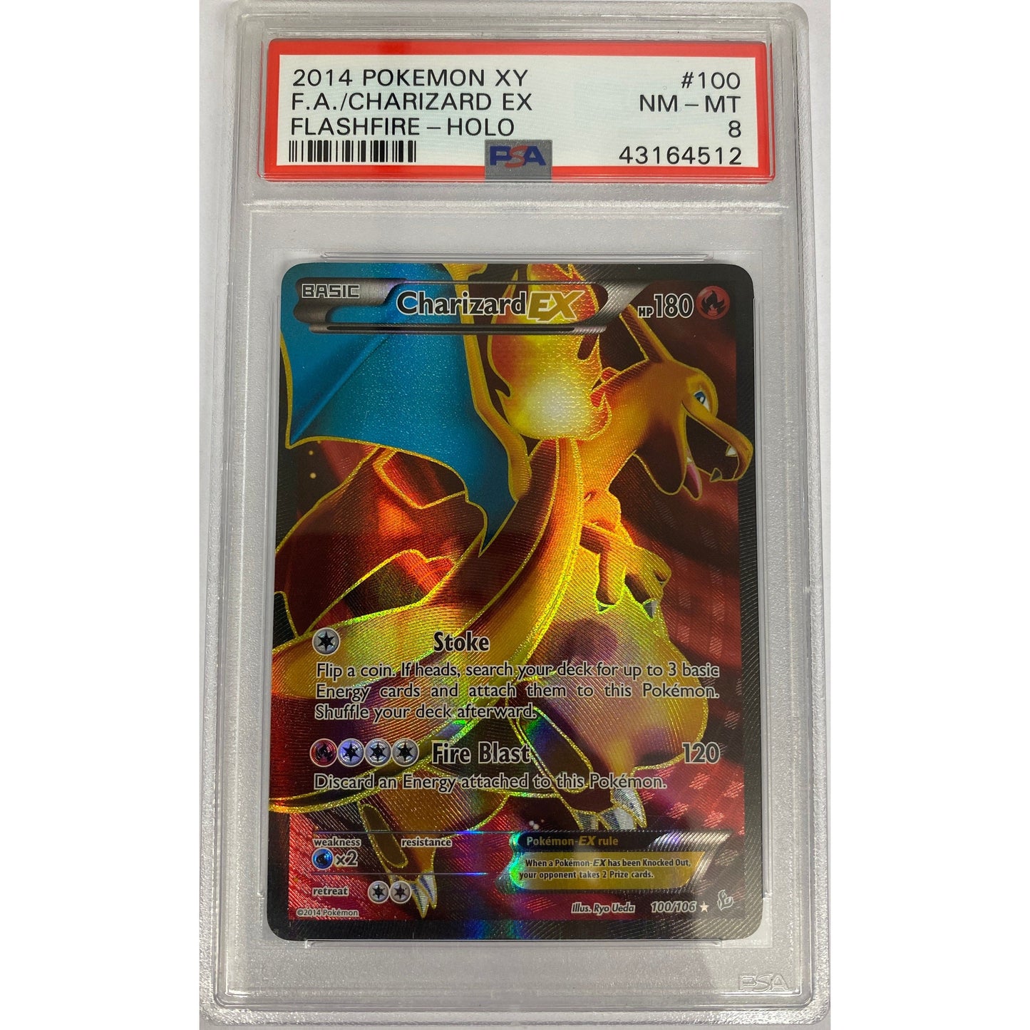 Charizard EX (100 Full Art) - XY - Flashfire (FLF) - PSA 8